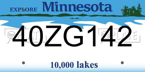 40ZG142 Minnesota License Plate