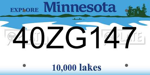 40ZG147 Minnesota License Plate