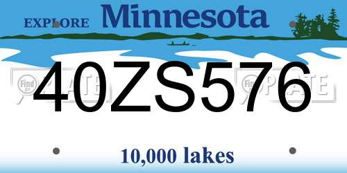40ZS576 Minnesota License Plate