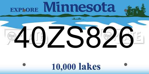 40ZS826 Minnesota License Plate