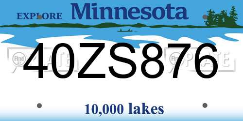 40ZS876 Minnesota License Plate
