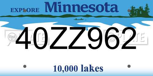40ZZ962 Minnesota License Plate