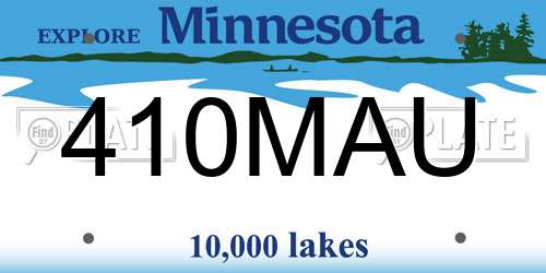 410MAU Minnesota License Plate