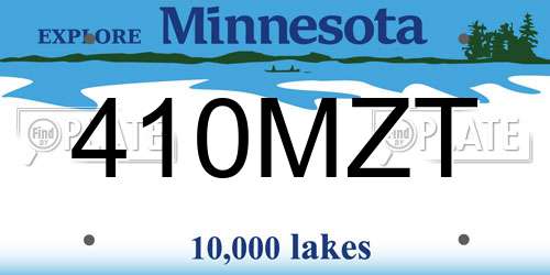 410MZT Minnesota License Plate