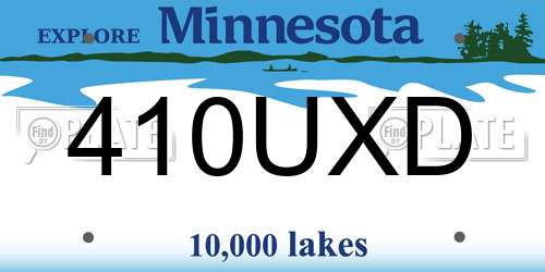 410UXD Minnesota License Plate