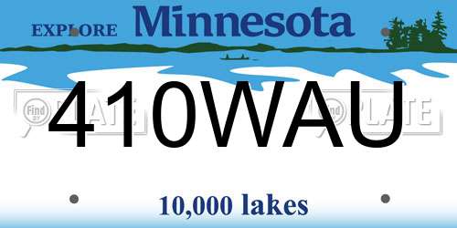 410WAU Minnesota License Plate