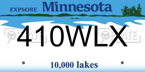 410WLX Minnesota License Plate