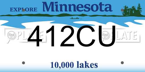 412CU Minnesota License Plate