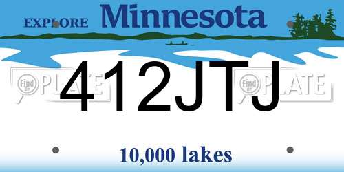 412JTJ Minnesota License Plate