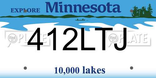 412LTJ Minnesota License Plate