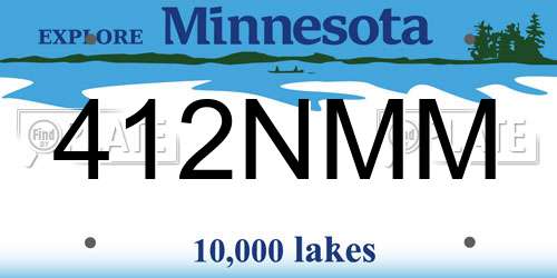 412NMM Minnesota License Plate