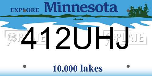 412UHJ Minnesota License Plate