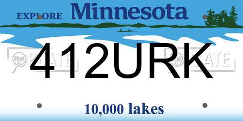 412URK Minnesota License Plate