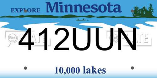 412UUN Minnesota License Plate