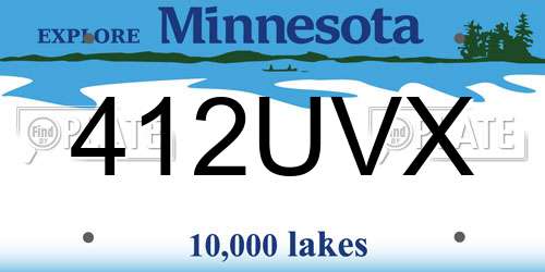 412UVX Minnesota License Plate