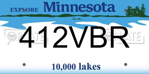 412VBR Minnesota License Plate