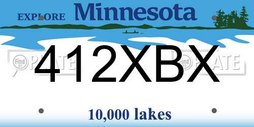 412XBX Minnesota License Plate