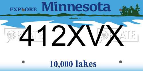 412XVX Minnesota License Plate