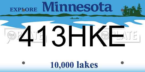 413HKE Minnesota License Plate