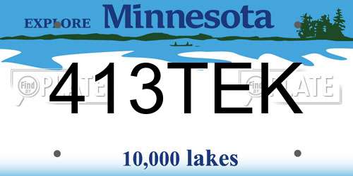413TEK Minnesota License Plate