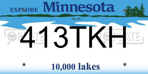413TKH Minnesota License Plate