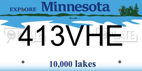 413VHE Minnesota License Plate