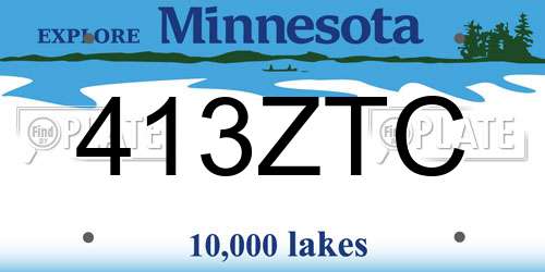 413ZTC Minnesota License Plate