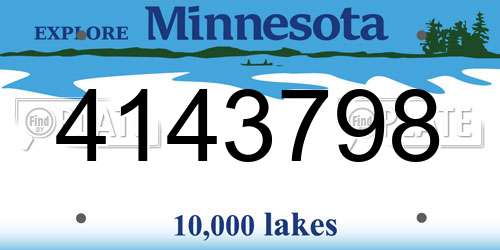 4143798 Minnesota License Plate