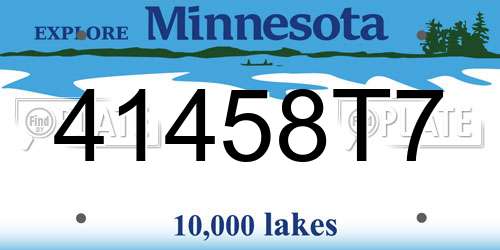 41458T7 Minnesota License Plate