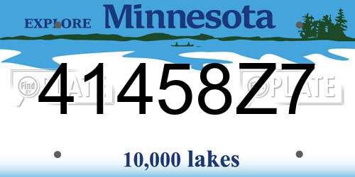 41458Z7 Minnesota License Plate