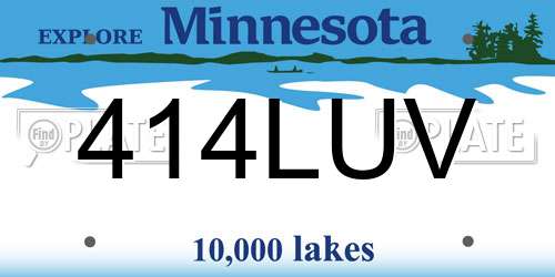 414LUV Minnesota License Plate