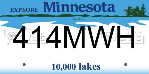 414MWH Minnesota License Plate