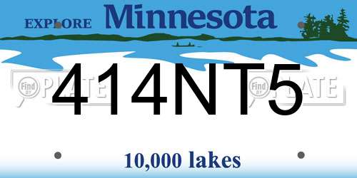 414NT5 Minnesota License Plate