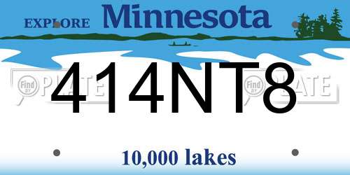 414NT8 Minnesota License Plate