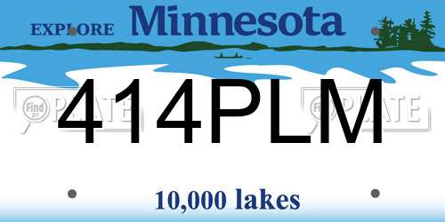 414PLM Minnesota License Plate
