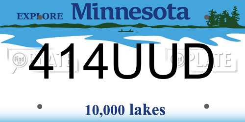 414UUD Minnesota License Plate
