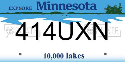 414UXN Minnesota License Plate