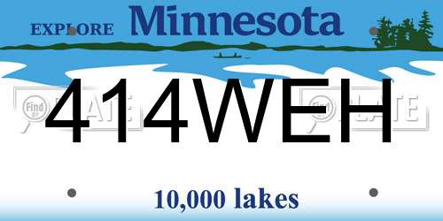 414WEH Minnesota License Plate