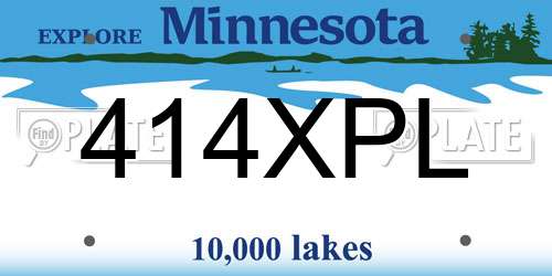 414XPL Minnesota License Plate