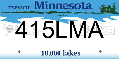 415LMA Minnesota License Plate
