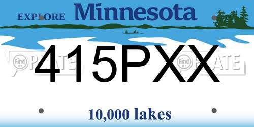 415PXX Minnesota License Plate