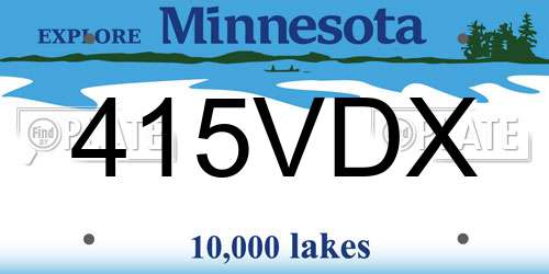 415VDX Minnesota License Plate