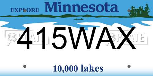 415WAX Minnesota License Plate