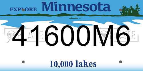 41600M6 Minnesota License Plate