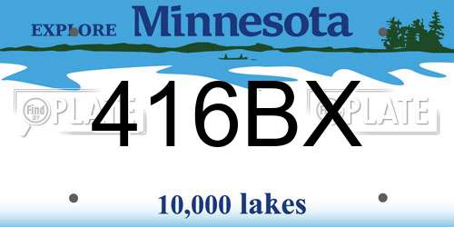 416BX Minnesota License Plate