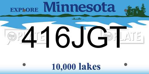 416JGT Minnesota License Plate