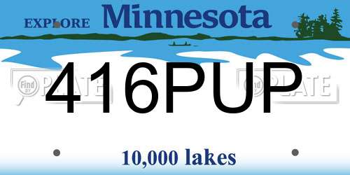 416PUP Minnesota License Plate