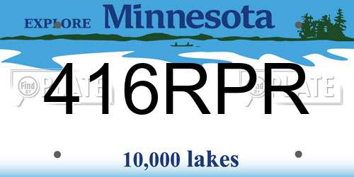 416RPR Minnesota License Plate