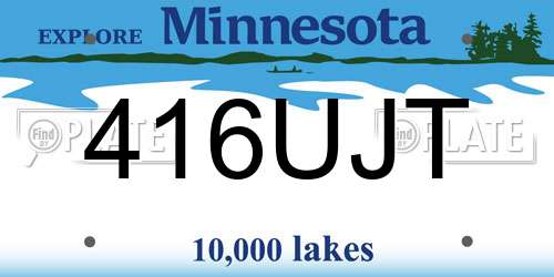 416UJT Minnesota License Plate