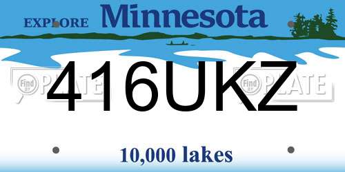 416UKZ Minnesota License Plate